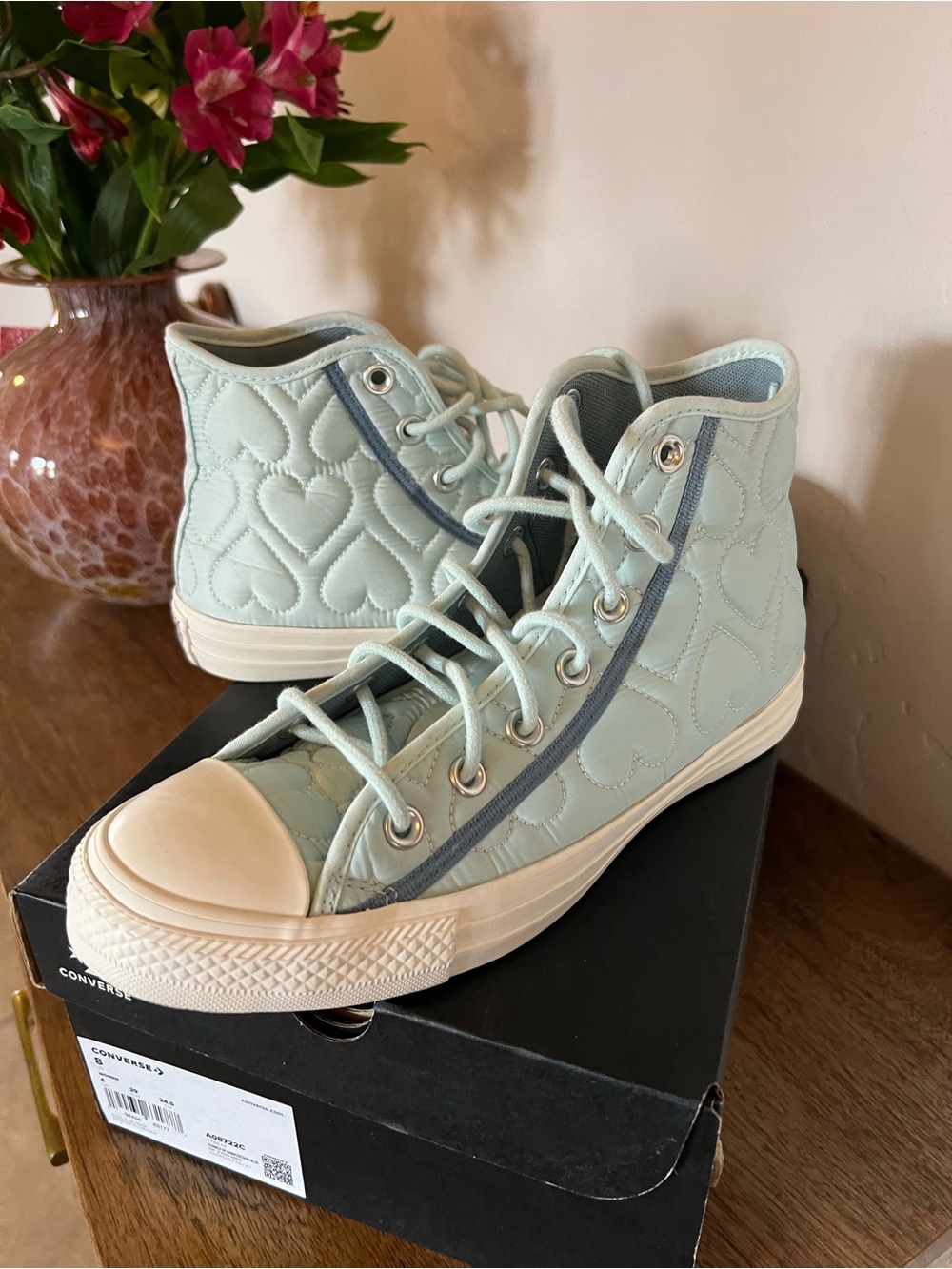 Converse Quilted High Top Sneakers — Light Mint Blue - Picture 3 of 6